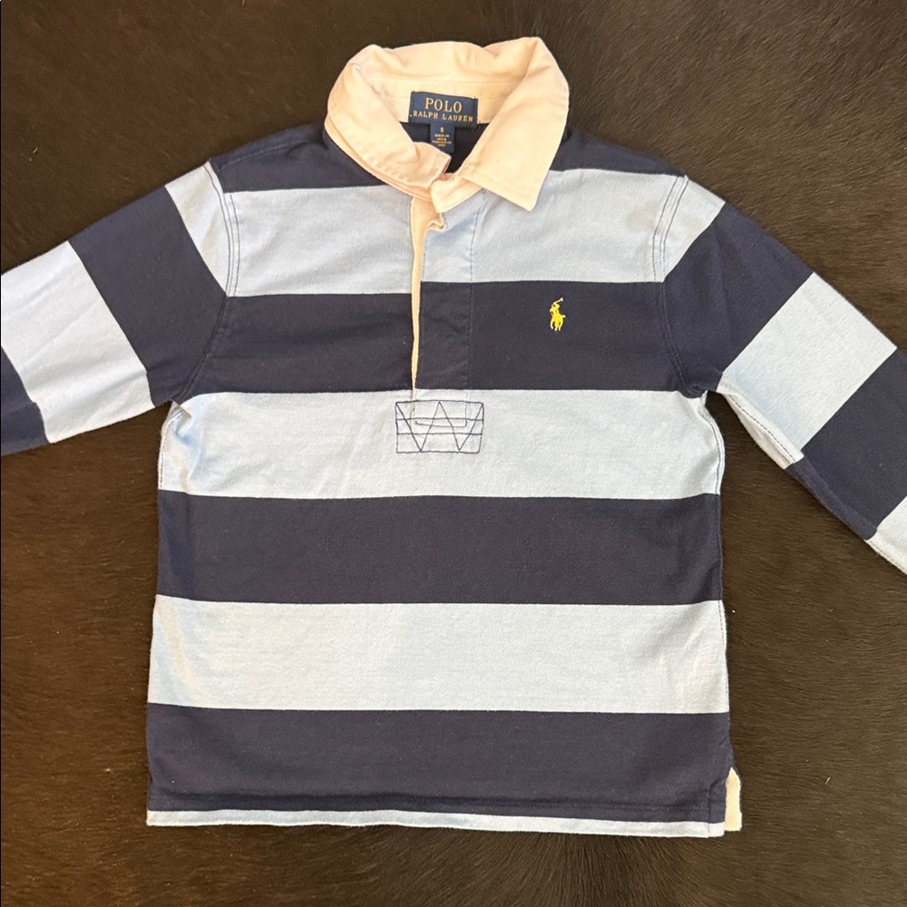 Polo by Ralph Lauren Kids Navy and Light Blue Striped Shirt